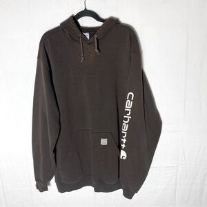 Carhartt Brown Heavily Distressed Destroyed Worked In Pullover Hoodie XLT